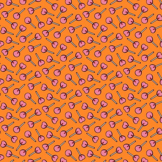 Tecido Retro Lollipops Corações Laranja | Poppy