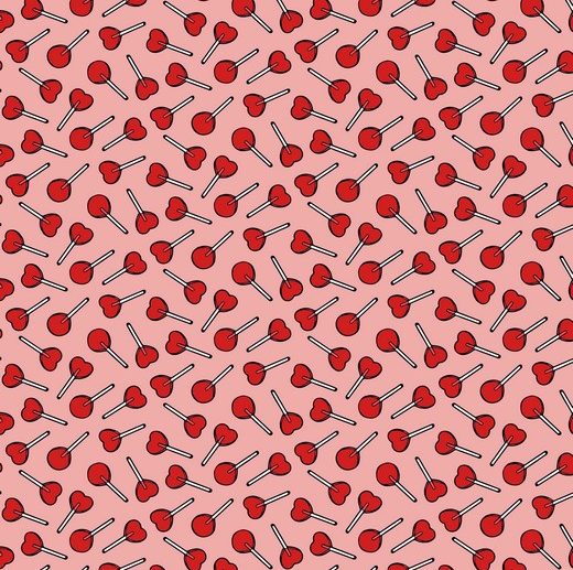 Tecido Retro Lollipops Corações Rosa | Poppy