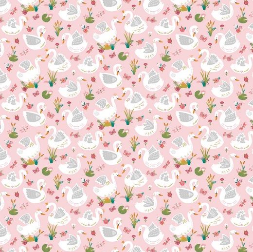 Tecido Swan Lake Cisnes Rosa | Poppy