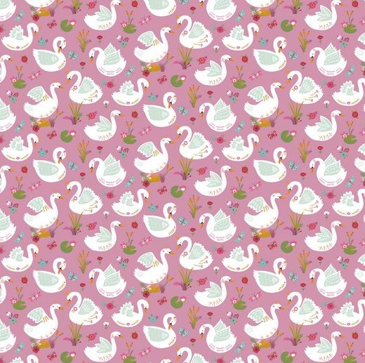 Tecido Swan Lake Cisnes Violeta | Poppy