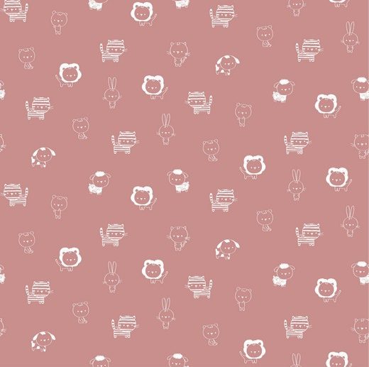 Tecido Sweet Animals Rosa Blush | Poppy