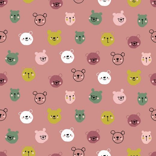 Tecido Sweet Teddy Bears Ursos Rosa Blush | Poppy