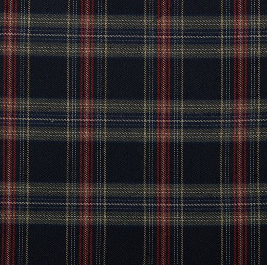 Tecido Tartan Escocês Xadrez Azul Navy, Camel & Vermelho