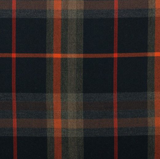 Tecido Tartan Escocês Xadrez Azul Navy, Castanho & Laranja