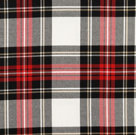 Tecido Tartan Escocês Xadrez Branco & Vermelho