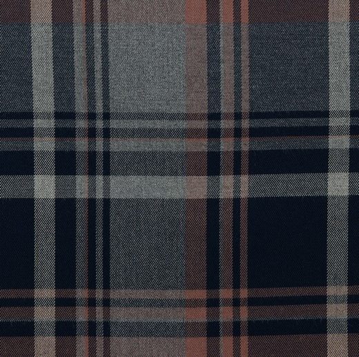 Tecido Tartan Escocês Xadrez Cinza, Azul Navy & Ferrugem