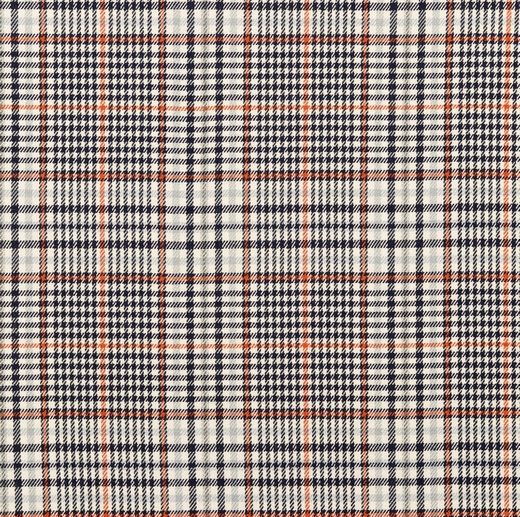 Tecido Tartan Escocês Xadrez Cru, Azul Navy & Laranja