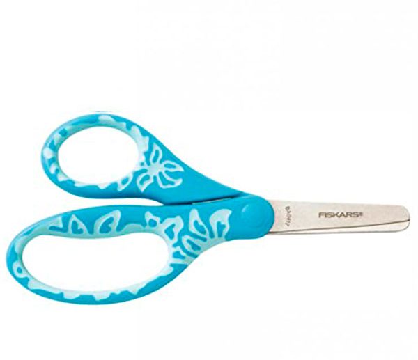 Tesoura Criança Universal Flores Turquesa 12 cm | Fiskars