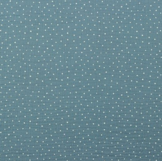 Musselina/Gaze Dupla Bolinhas Azul Claro