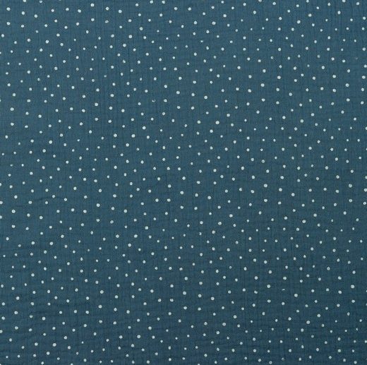 Musselina/Gaze Dupla Bolinhas Azul