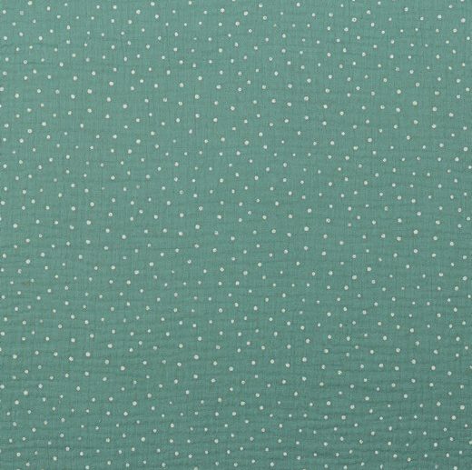 Musselina/Gaze Dupla Bolinhas Jade