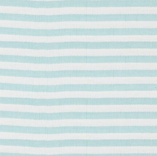 Musselina/Gaze Dupla Riscas Branco & Azul Aqua
