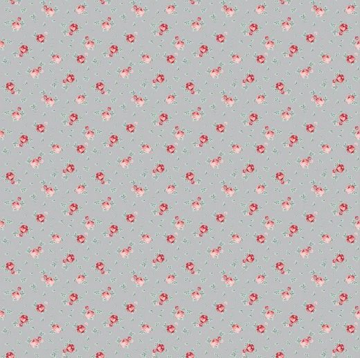 Tecido Floral Charming Flowers Cinza | Poppy