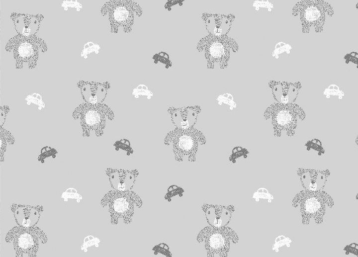Tecido Cute Bears Ursos Cinza | Poppy