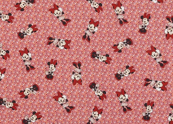 Tecido Disney Minnie Flores Rosa