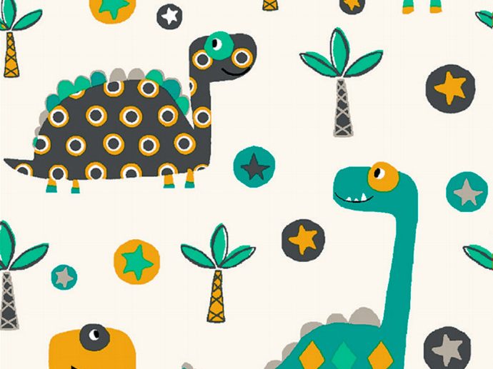 Tecido Docus Dinossauros Jade