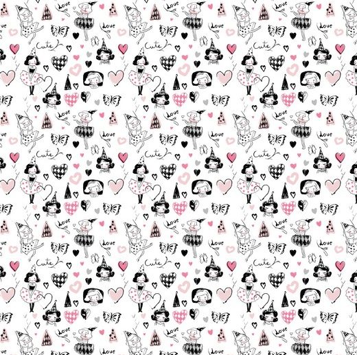 Tecido Joker Harlequin Girl Petite Branco | Poppy