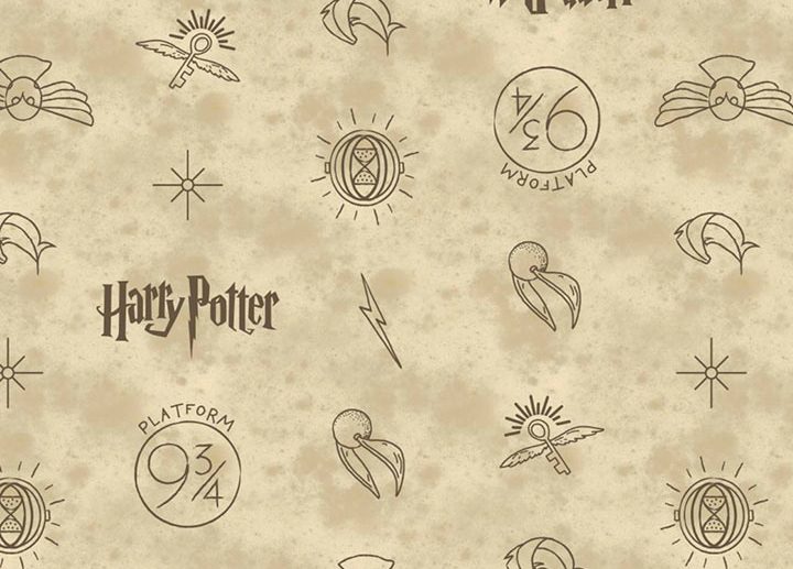 Tecido Harry Potter Icons Bege