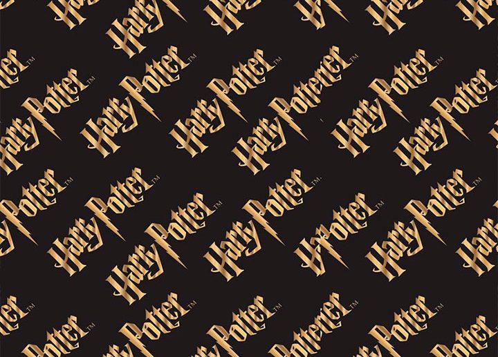 Tecido Harry Potter Logo Dourado Preto