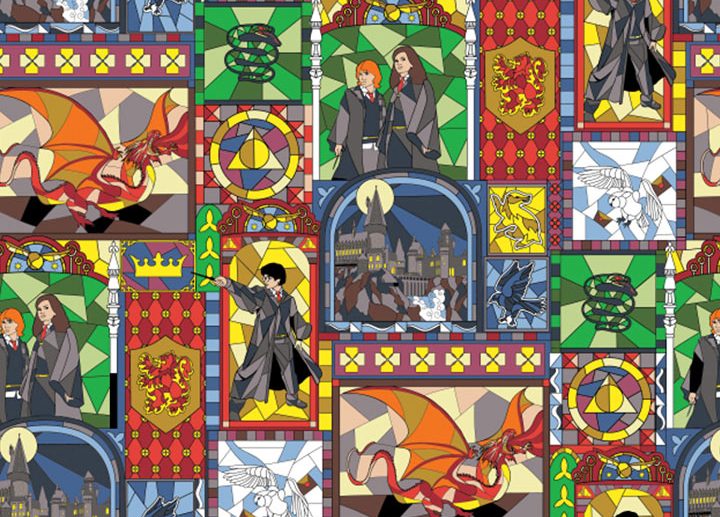 Tecido Harry Potter Vitrais Hogwarts