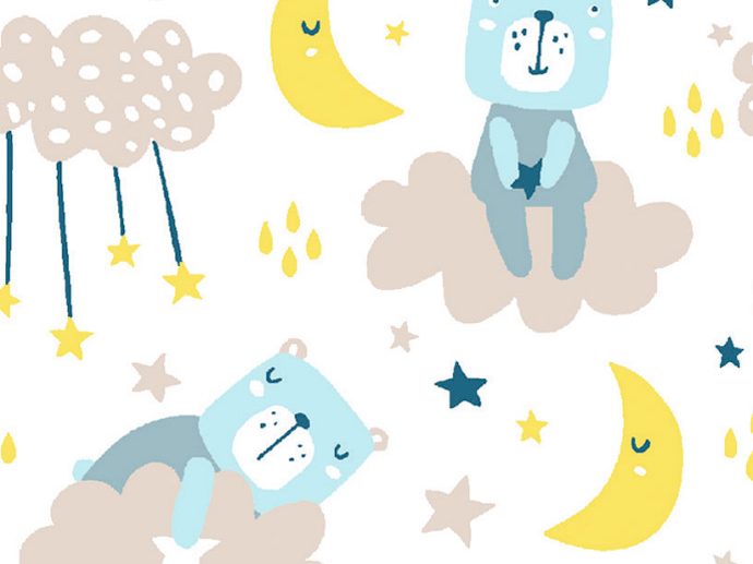 Tecido Hippolyte Sleepy Bear Azul