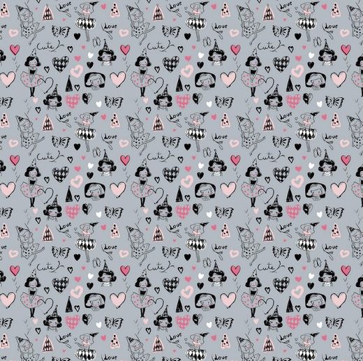 Tecido Joker Harlequin Girl Petite Cinza | Poppy