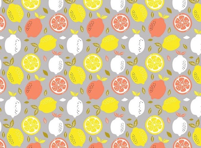 Tecido Limões Fresh Lemons Cinza Claro | Poppy