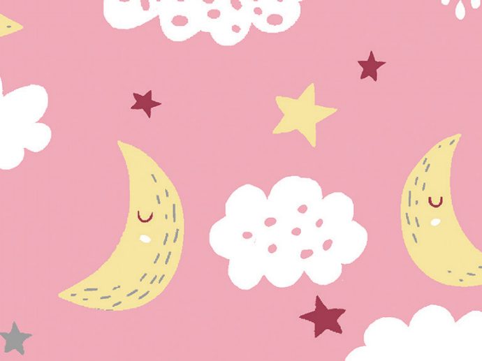 Tecido Luna Noite Rosa