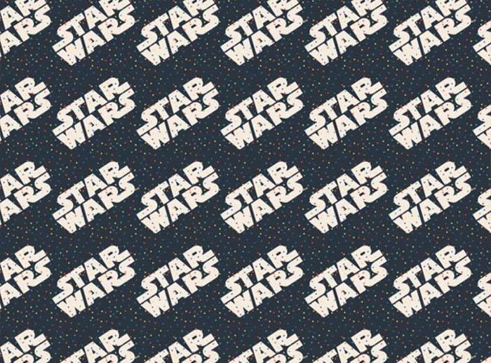 Tecido Star Wars Logo & Bolinhas Azul Marinho