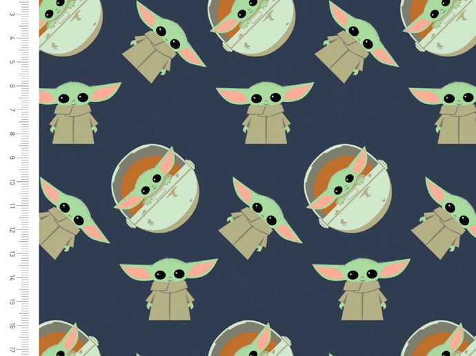 Tecido Star Wars The Mandalorian Baby Yoda Azul