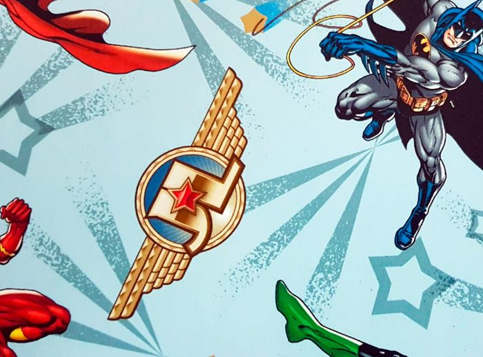 Tecido Super-Heróis DC Justice League Azul Claro