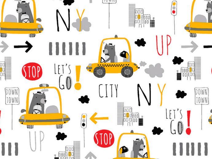 Tecido Taxi & Ursinho New York