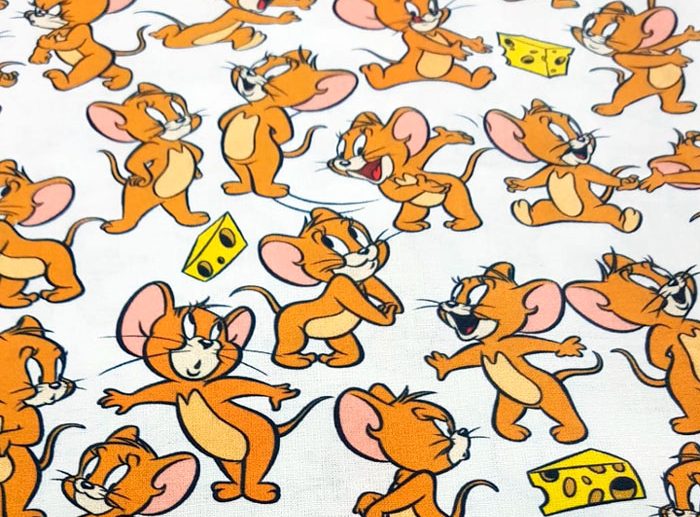 Tecido Tom and Jerry Cheese Branco