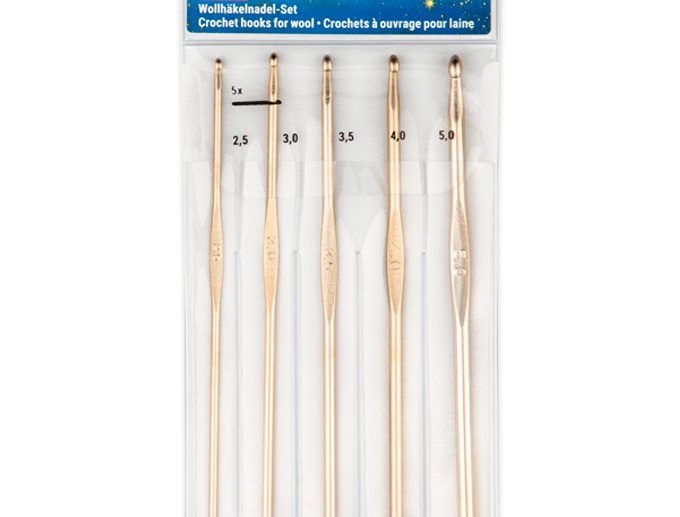 Pack Agulhas de Crochet Lã em Alumínio Dourado 2.5-5 mm | Prym