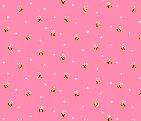 Tecido Abelhas & Flores Rosa Pink | Poppy