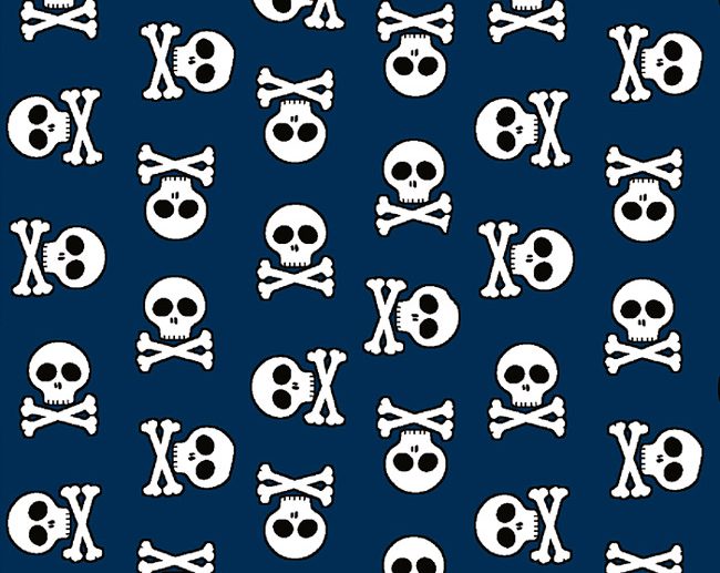 Tecido Albator Caveiras Piratas Azul
