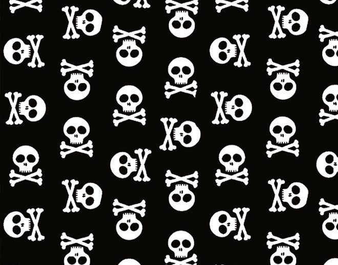 Tecido Albator Caveiras Piratas Preto