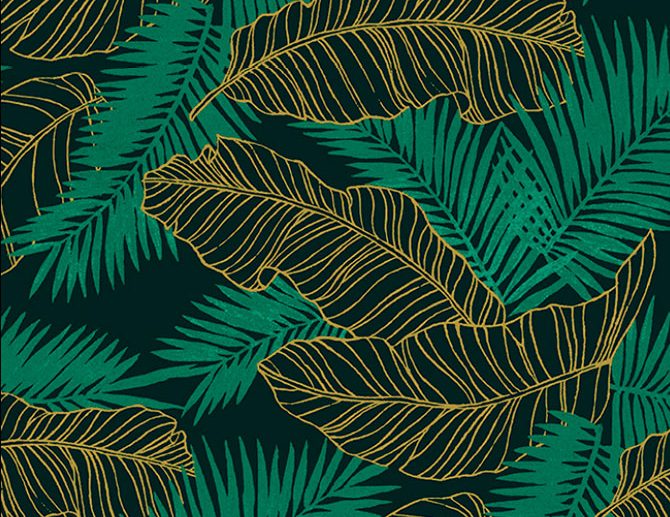 Tecido Anaga Folhas Tropicais Petróleo