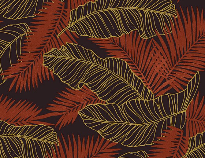 Tecido Anaga Folhas Tropicais Terracota