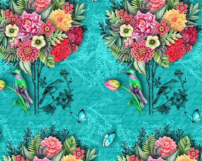 Tecido Colibri Bouquet Flores