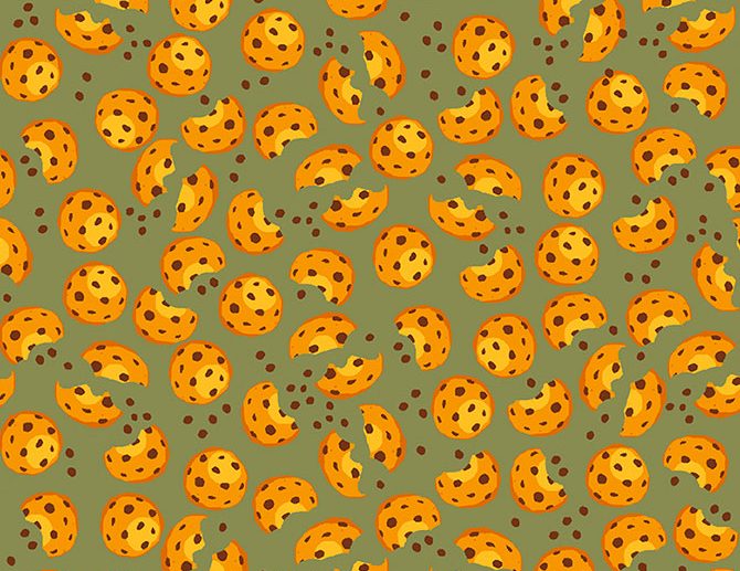 Tecido Cookies Bolachas com Pepitas Verde