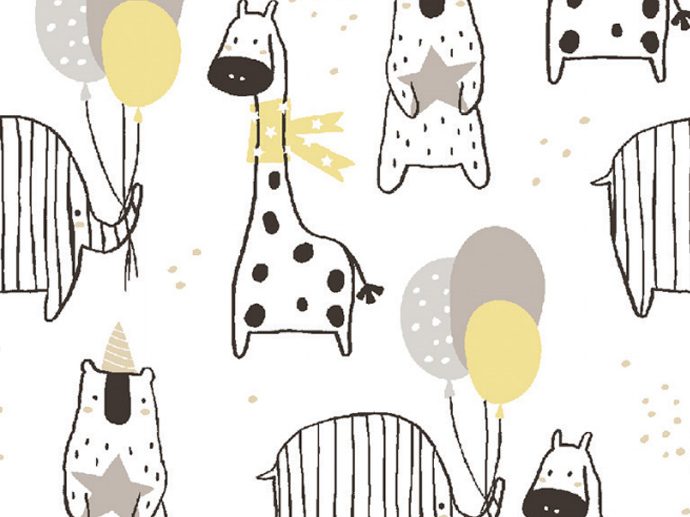 Tecido Fiesta Animal Party Amarelo