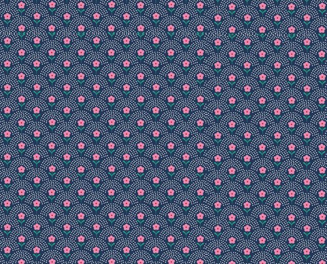 Tecido Floral Delight Flower Azul Marinho/Navy | Poppy