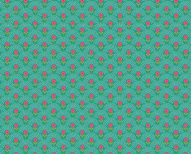 Tecido Floral Delight Flower Jade | Poppy