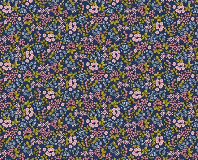 Tecido Floral Flores & Ramagens Azul Marinho | Poppy