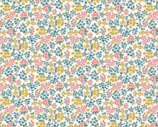 Tecido Floral Flores & Ramagens Branco | Poppy