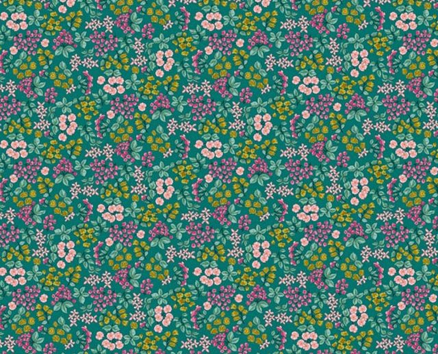 Tecido Floral Flores & Ramagens Ciano | Poppy