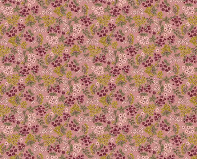 Tecido Floral Flores & Ramagens Rosa Vintage | Poppy