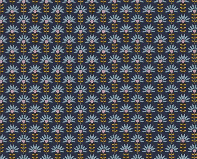 Tecido Floral Graphic Flower Azul Marinho/Navy | Poppy