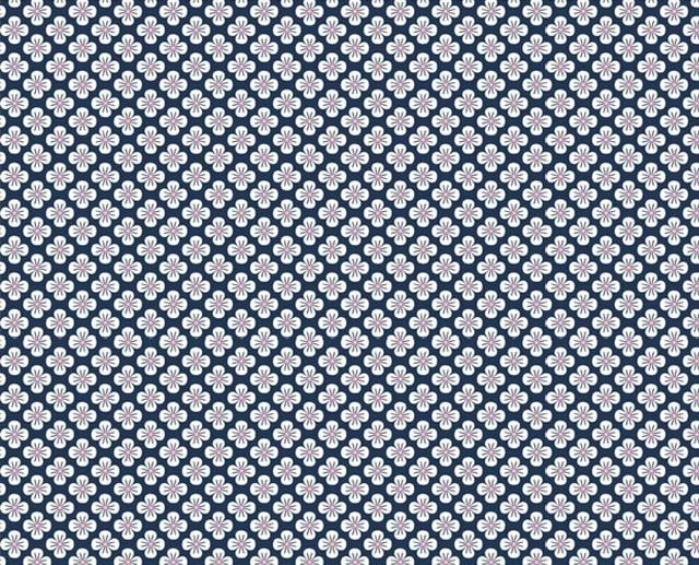 Tecido Floral Japan Flower Azul Marinho | Poppy